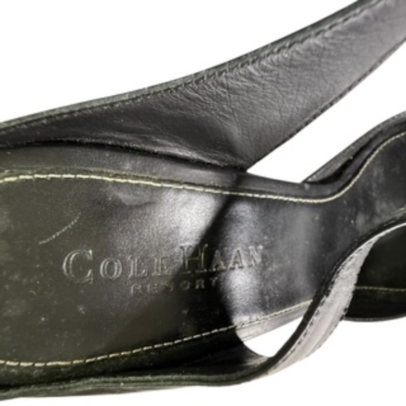 Cole Hahn Black with Brown Embellishment Leather Sandals Size 7.5B - Picture 6 of 6